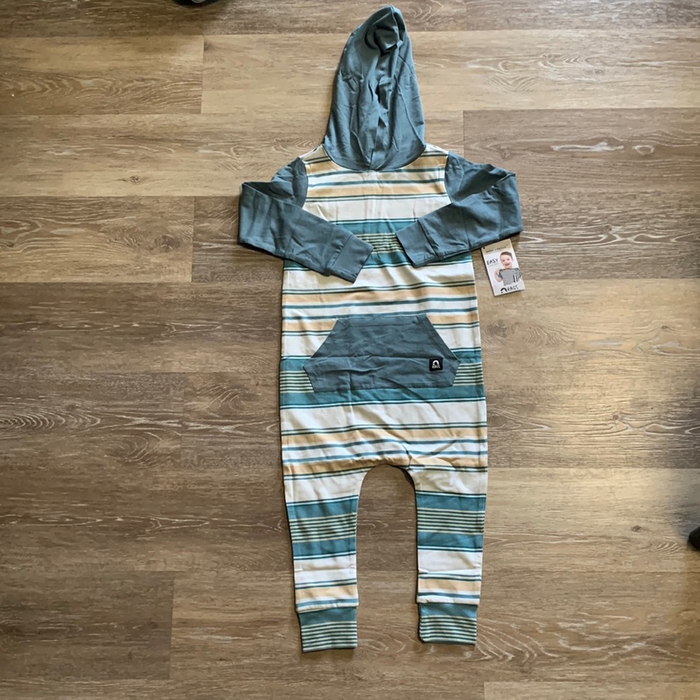 Rags Long Sleeve Hooded Kangaroo Pocket Rag Romper